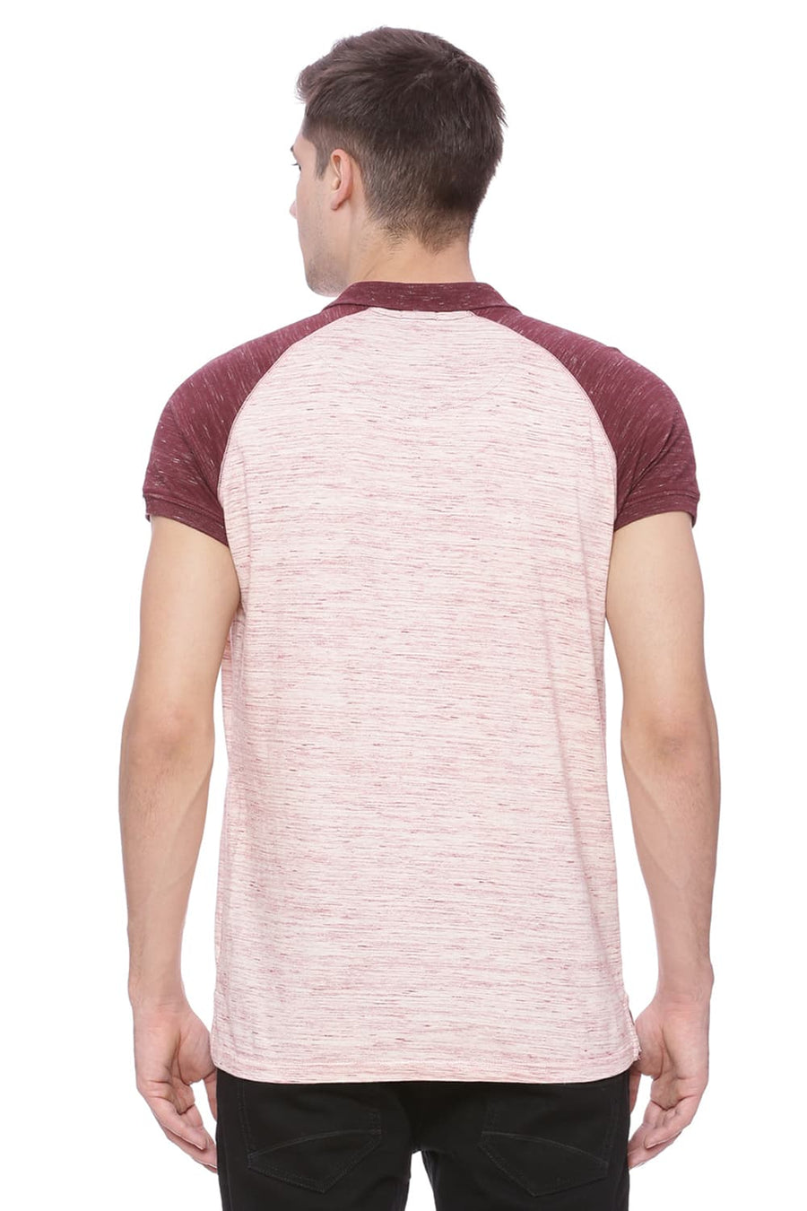 BASICS MUSCLE FIT TAWNY PORT RAGLAN POLO T SHIRT