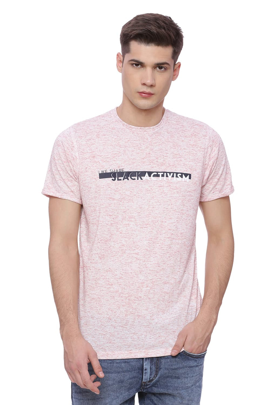 BASICS MUSCLE FIT BRICK RED CREW NECK T SHIRT