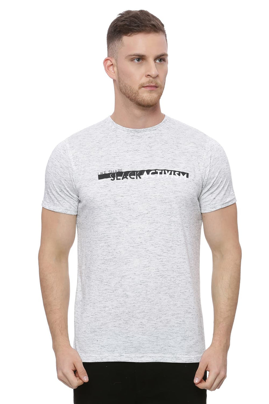 BASICS MUSCLE FIT STARRY BLACK CREW NECK T SHIRT