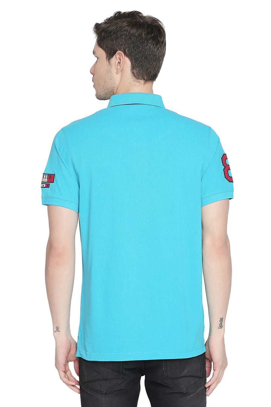 BASICS MUSCLE FIT BLUE BIRD TRENDY POLO T SHIRT