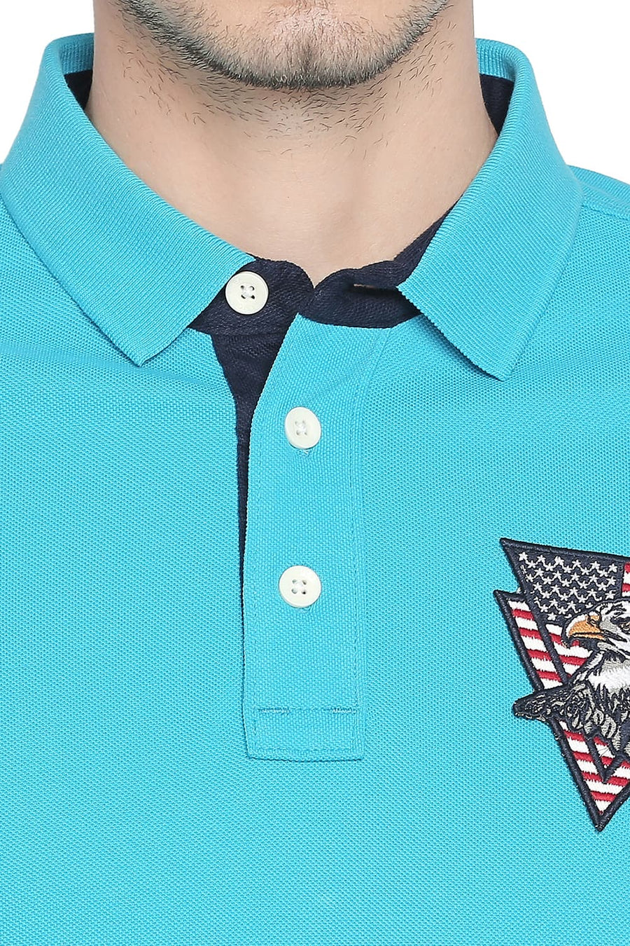 BASICS MUSCLE FIT BLUE BIRD TRENDY POLO T SHIRT
