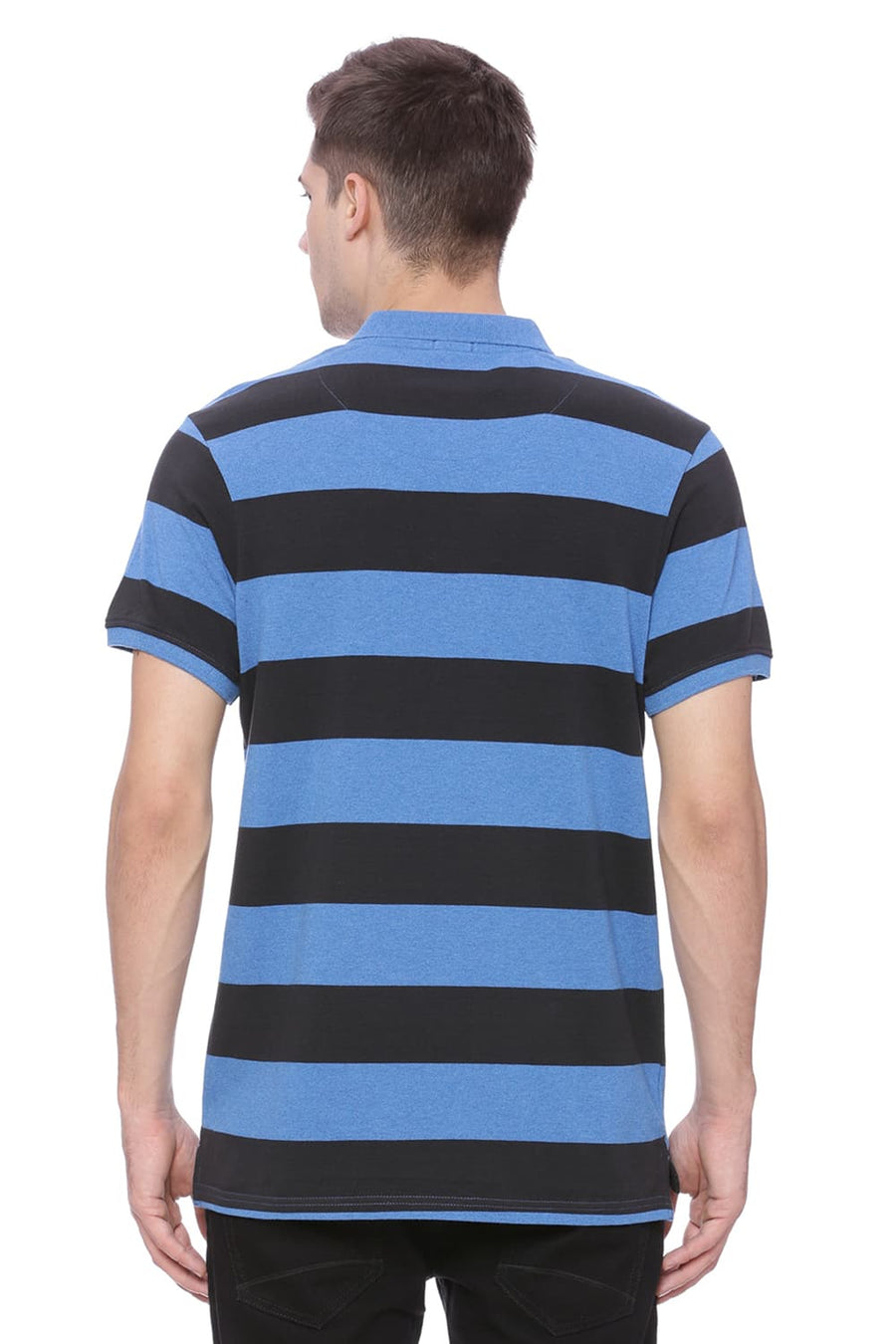 BASICS MUSCLE FIT HEATHER BLUE POLO T SHIRT