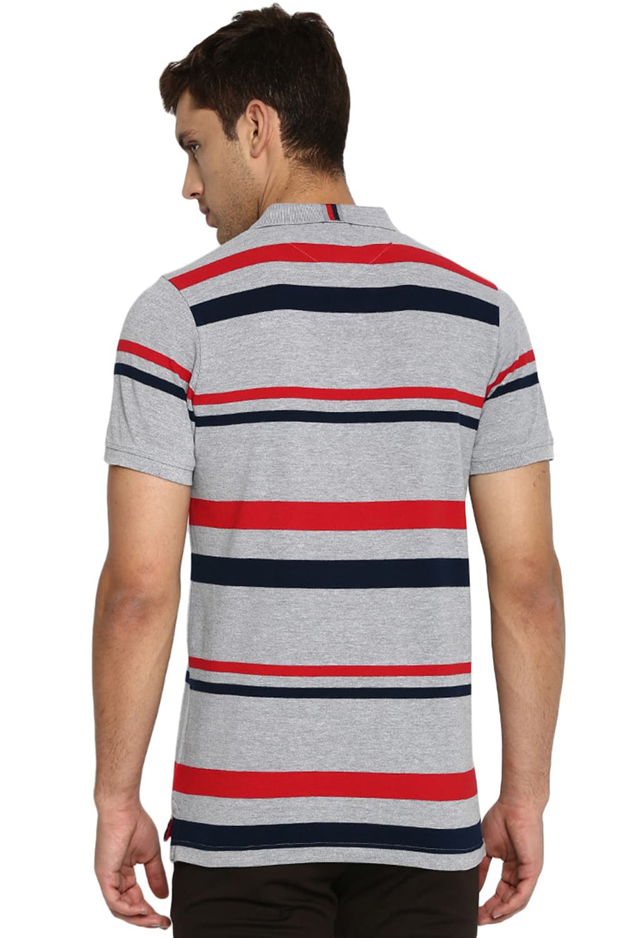 BASICS MUSCLE FIT GREY HEATHER POLO T SHIRT