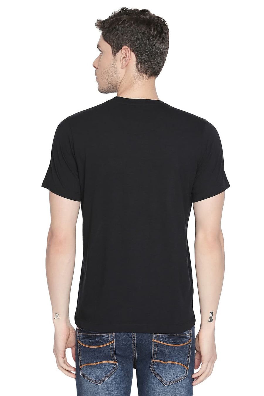 BASICS MUSCLE FIT JET BLACK CREW NECK T SHIRT