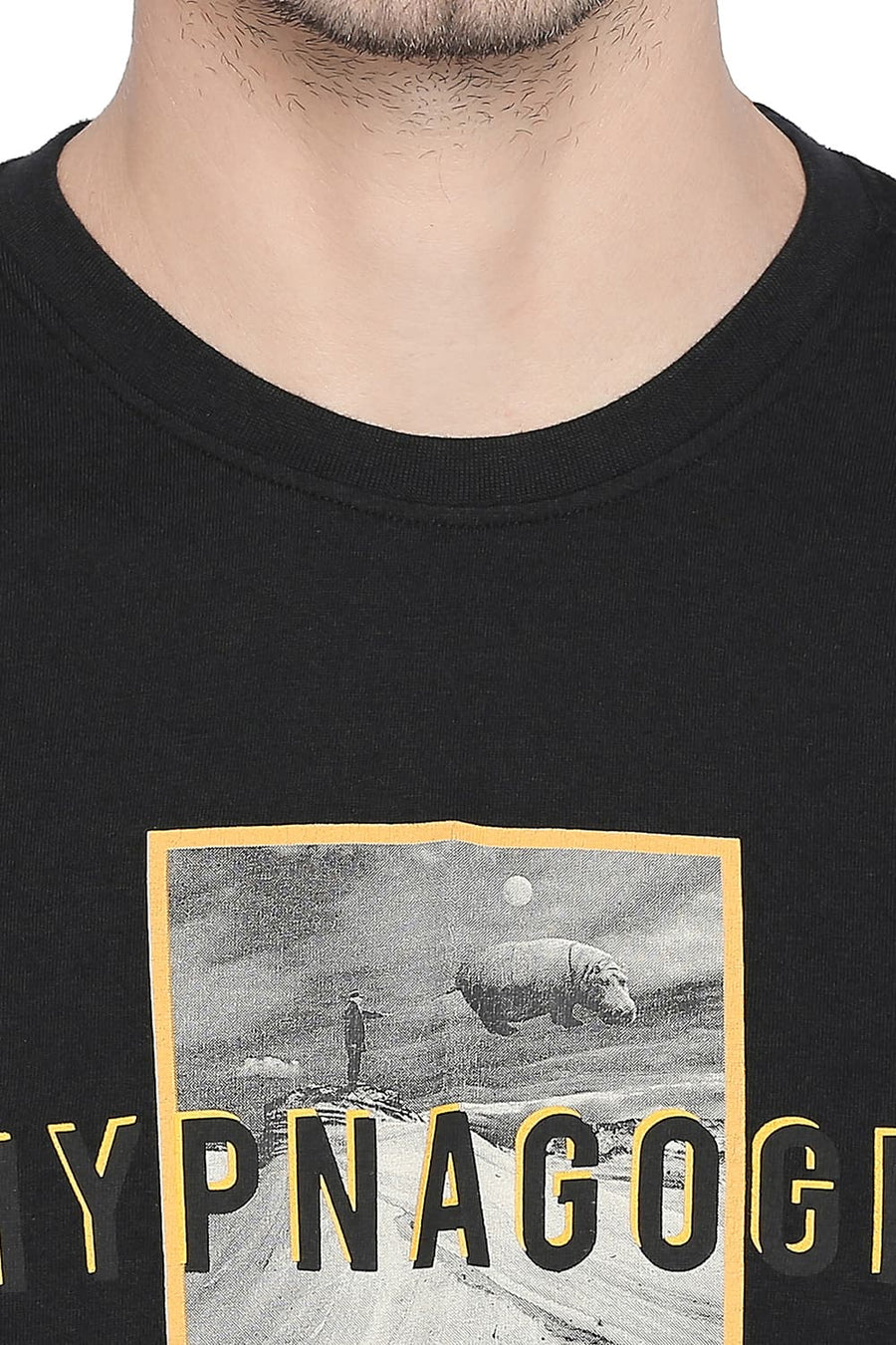 BASICS MUSCLE FIT JET BLACK CREW NECK T SHIRT