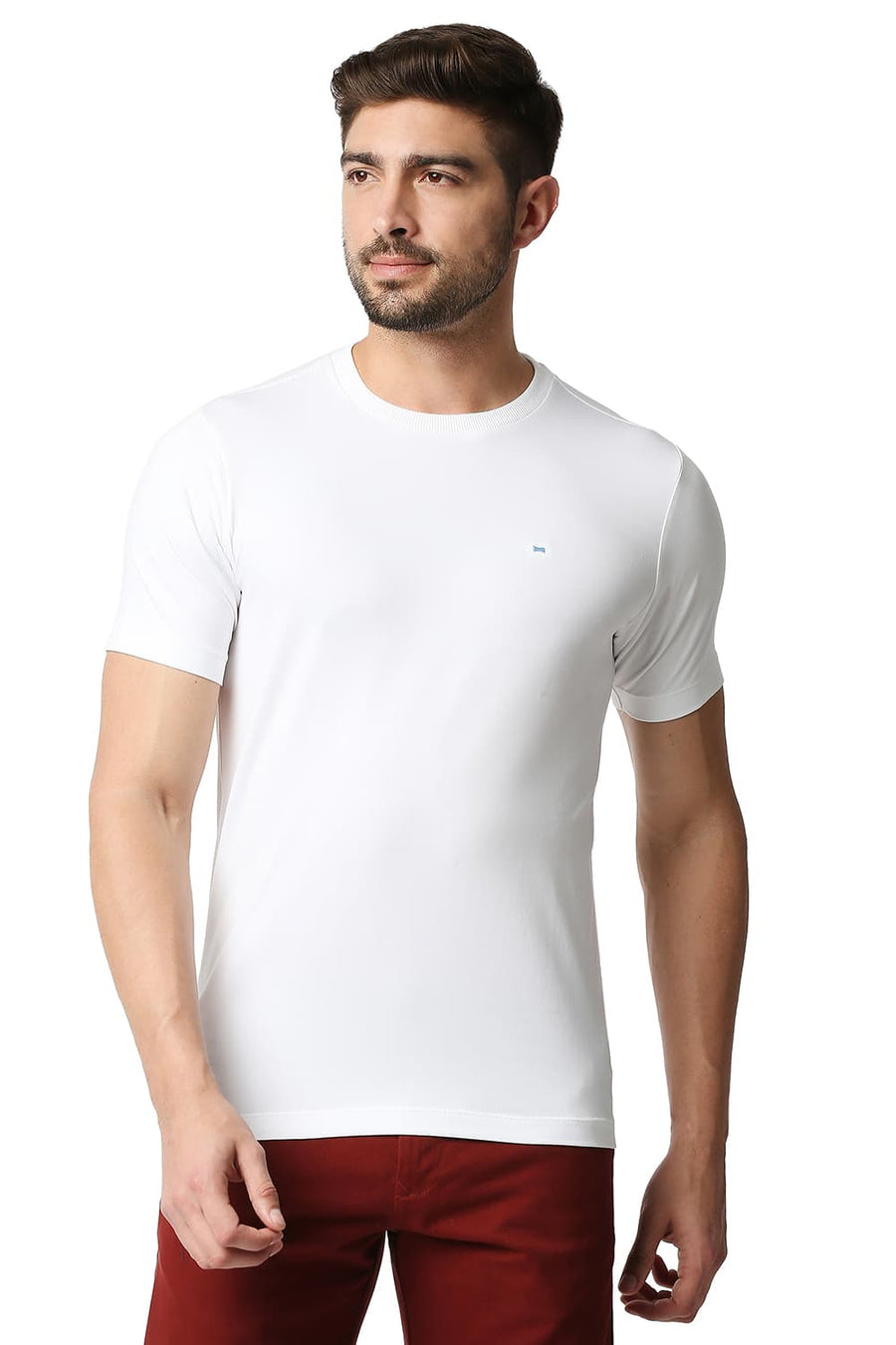 BASICS MUSCLE FIT BRIGHT WHITE CREW NECK T-SHIRTS