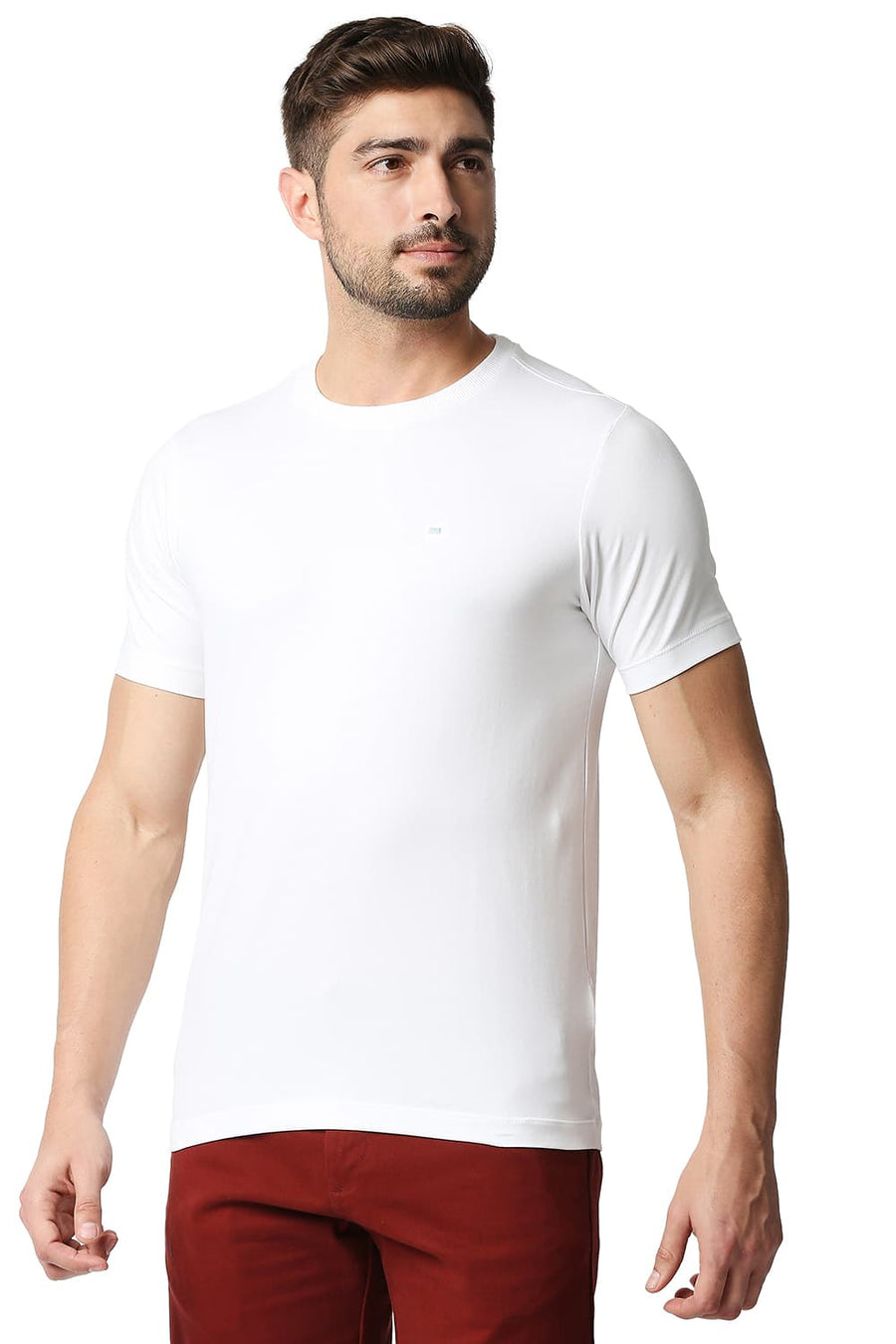 BASICS MUSCLE FIT BRIGHT WHITE CREW NECK T-SHIRTS