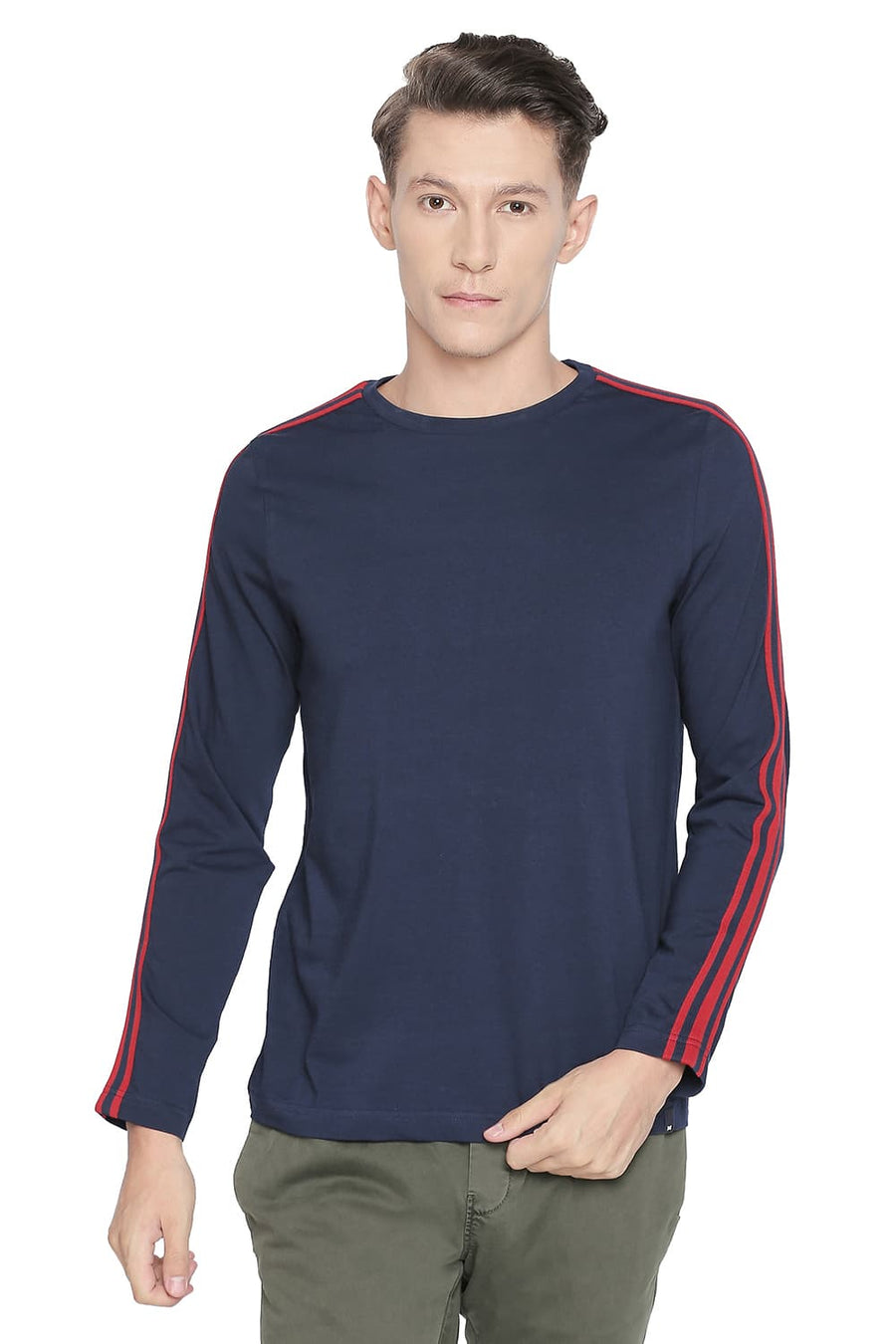 BASICS MUSCLE FIT DRESS BLUE LONG SLEEVE T SHIRT