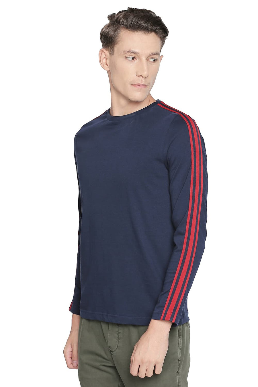 BASICS MUSCLE FIT DRESS BLUE LONG SLEEVE T SHIRT