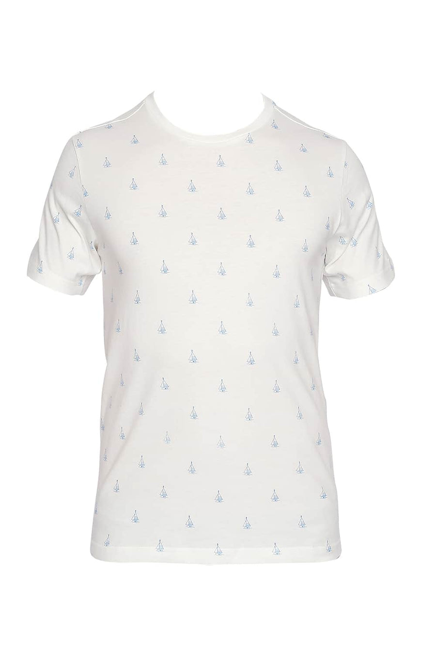 BASICS MUSCLE FIT CANNOLI CREAM PRINTED CREW NECK T SHIRT