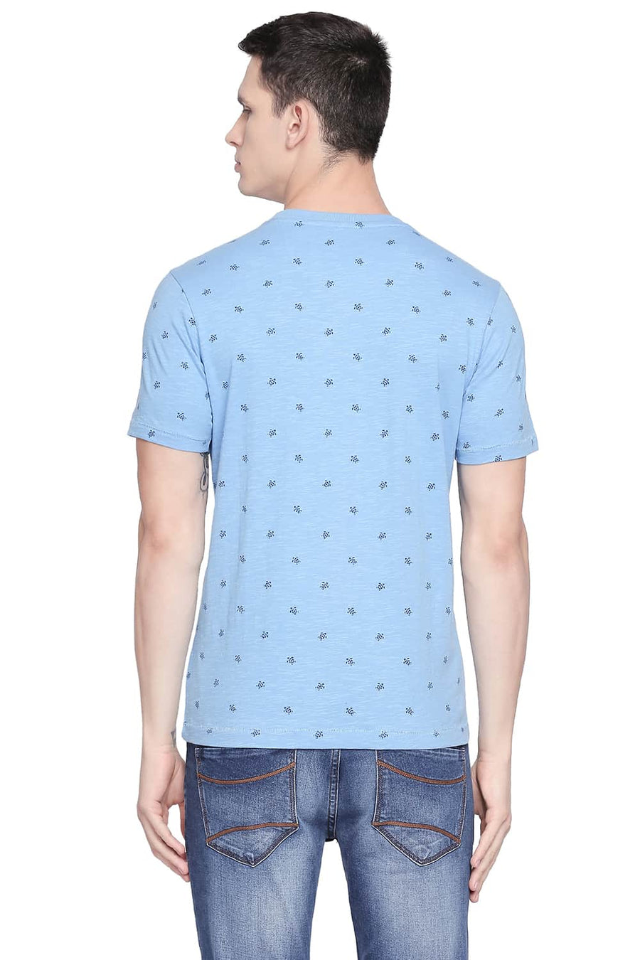 BASICS MUSCLE FIT LITTLE BOY BLUE PRINTED CREW NECK T SHIRT