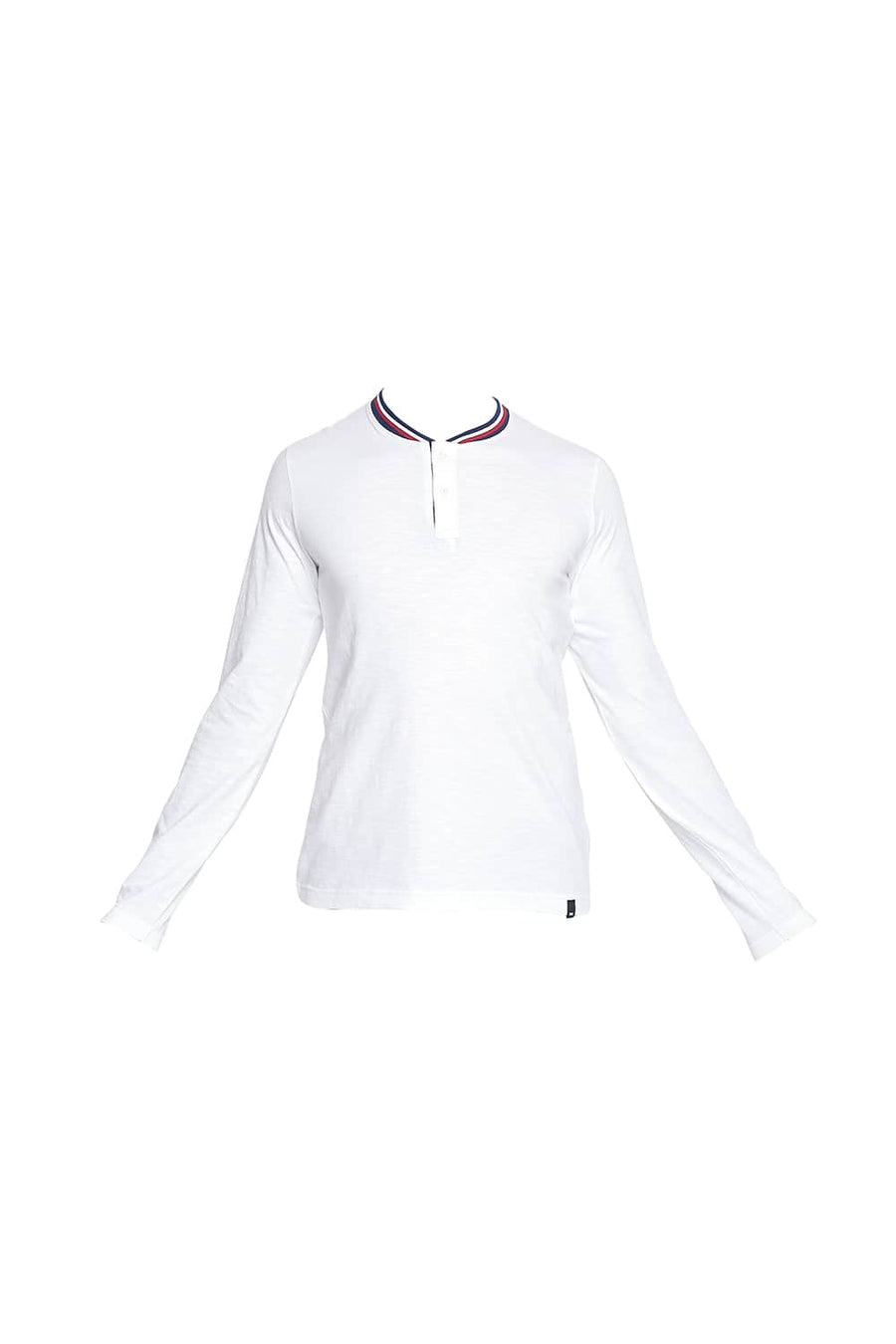 BASICS MUSCLE FIT BRIGHT WHITE HENLEY T SHIRT