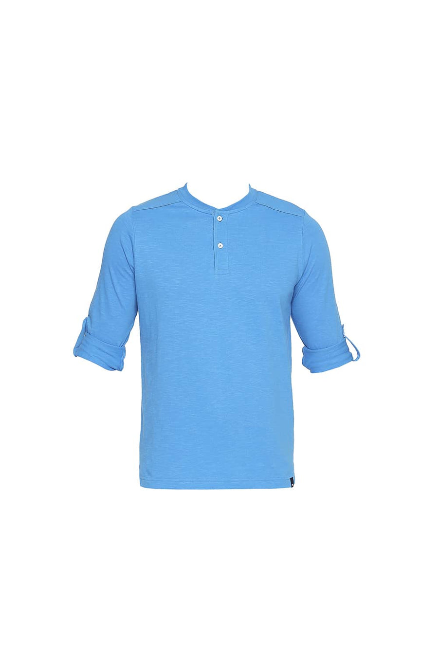 BASICS MUSCLE FIT FRENCH BLUE HENLEY T SHIRT