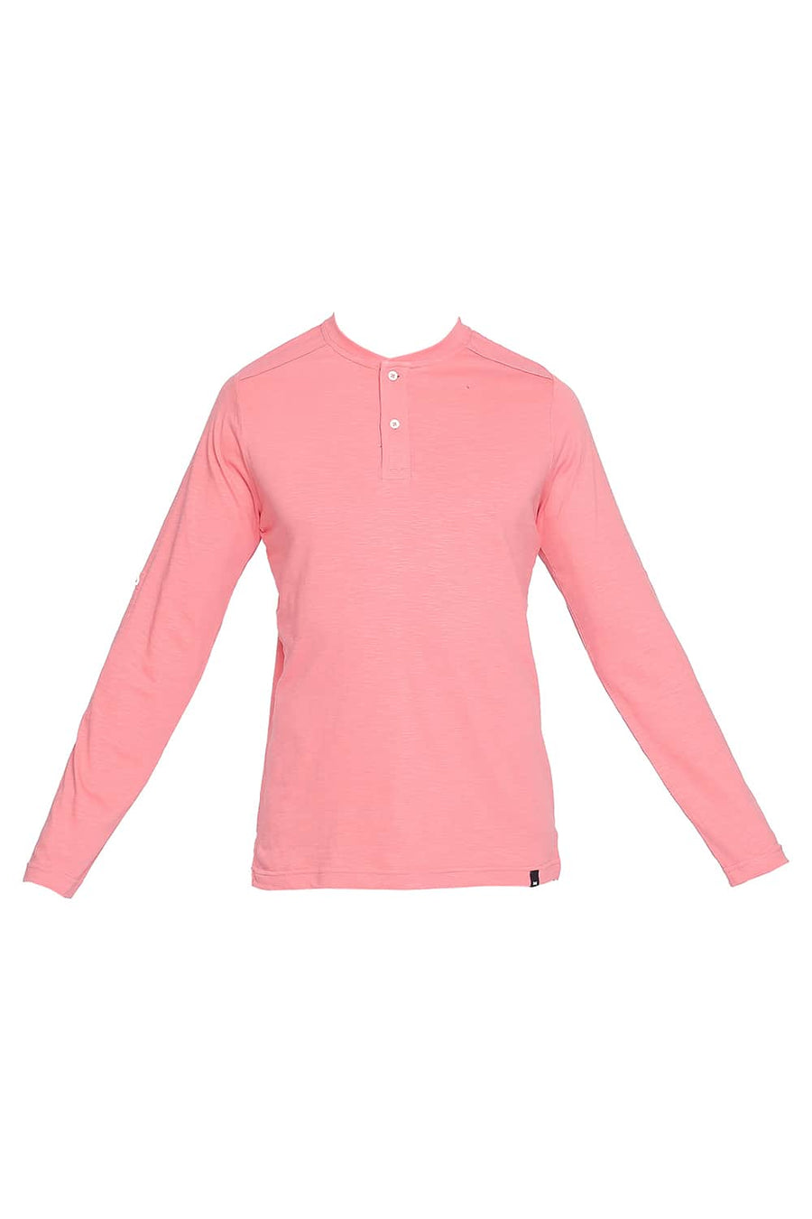 BASICS MUSCLE FIT POPCELAIN ROSE HENLEY T SHIRT