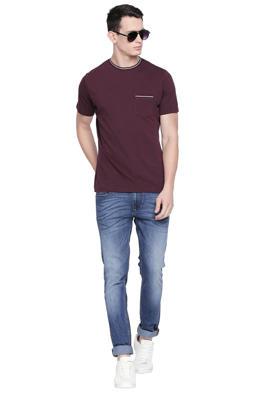 BASICS MUSCLE FIT WINETASTING CREW NECK T SHIRT