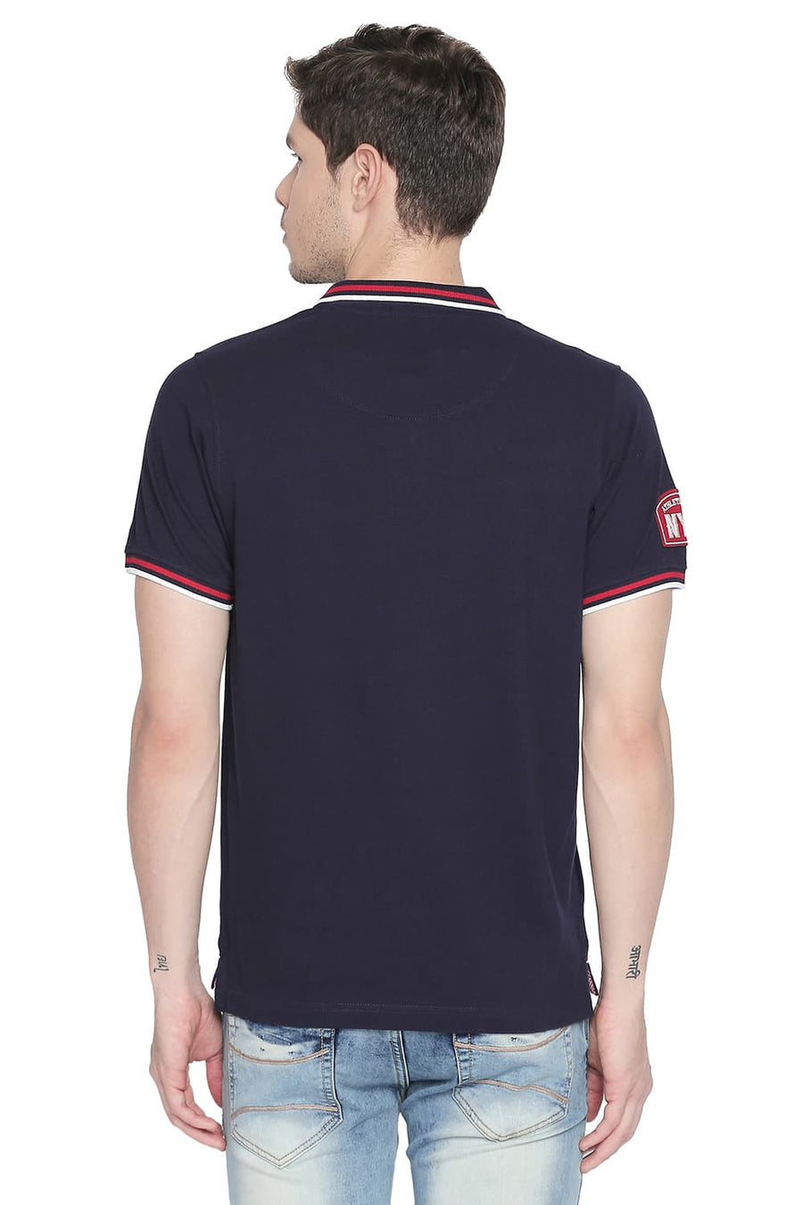 BASICS MUSCLE FIT PEACOAT POLO T SHIRT