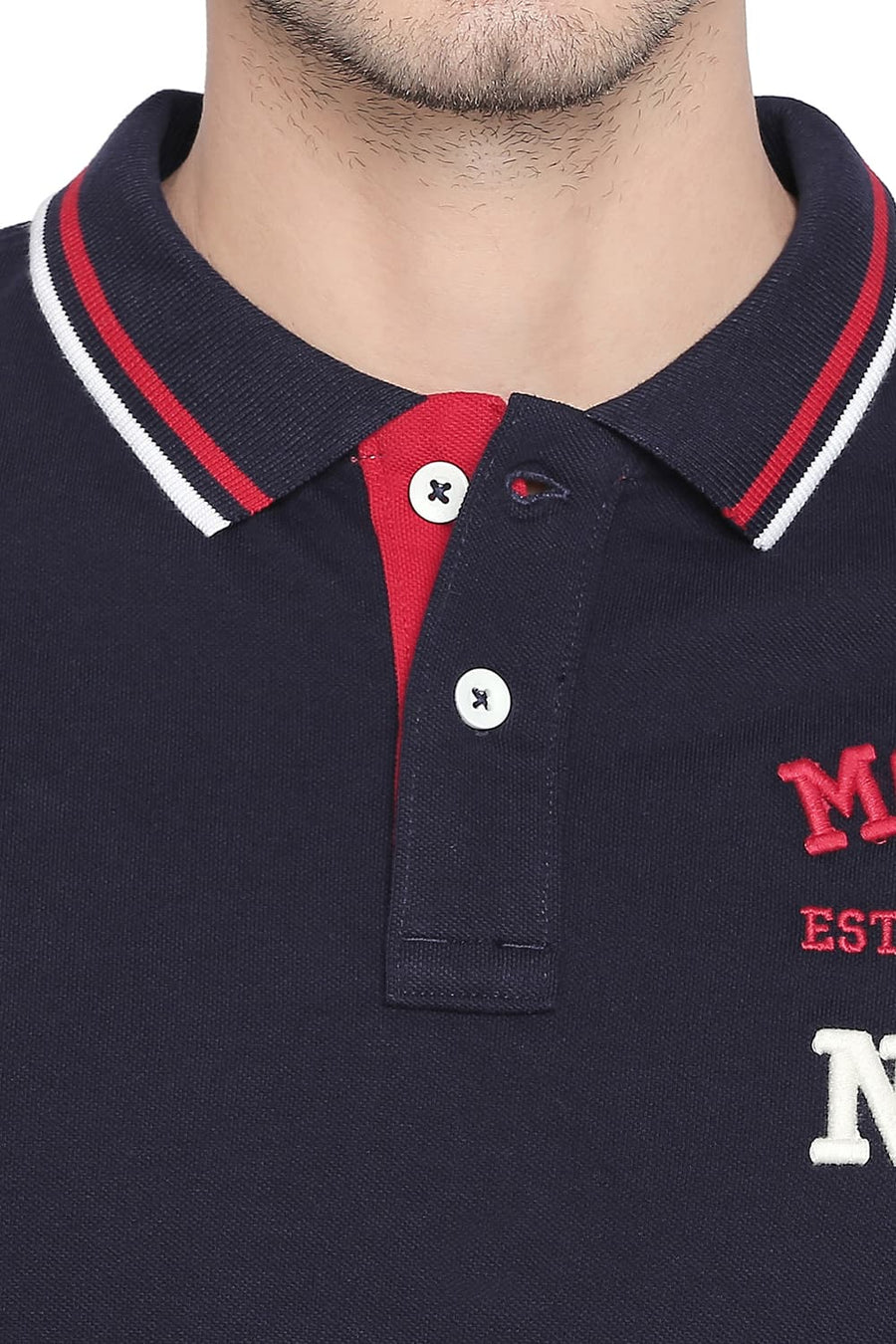 BASICS MUSCLE FIT PEACOAT POLO T SHIRT