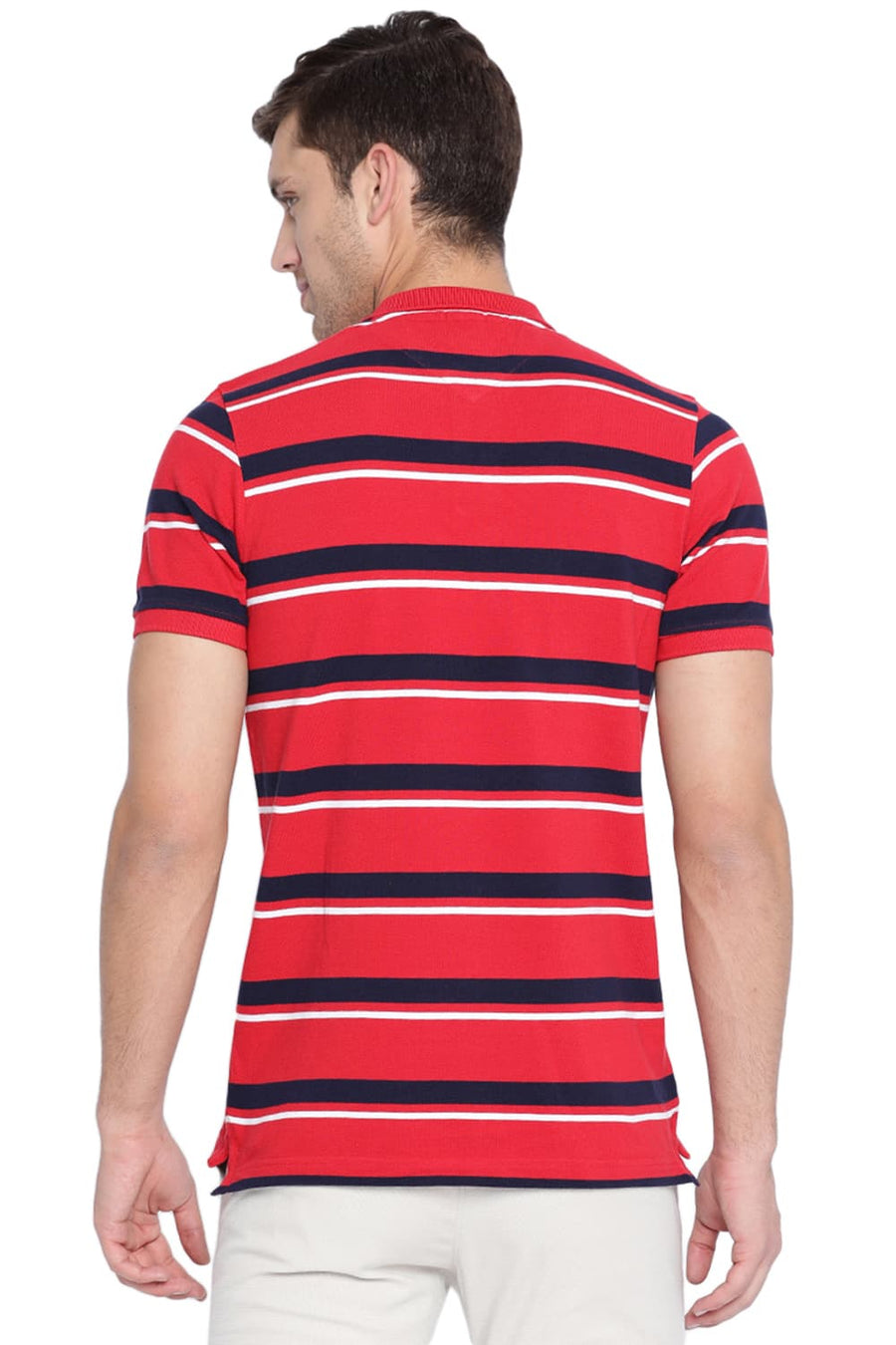 BASICS MUSCLE FIT SALSA RED POLO T SHIRT