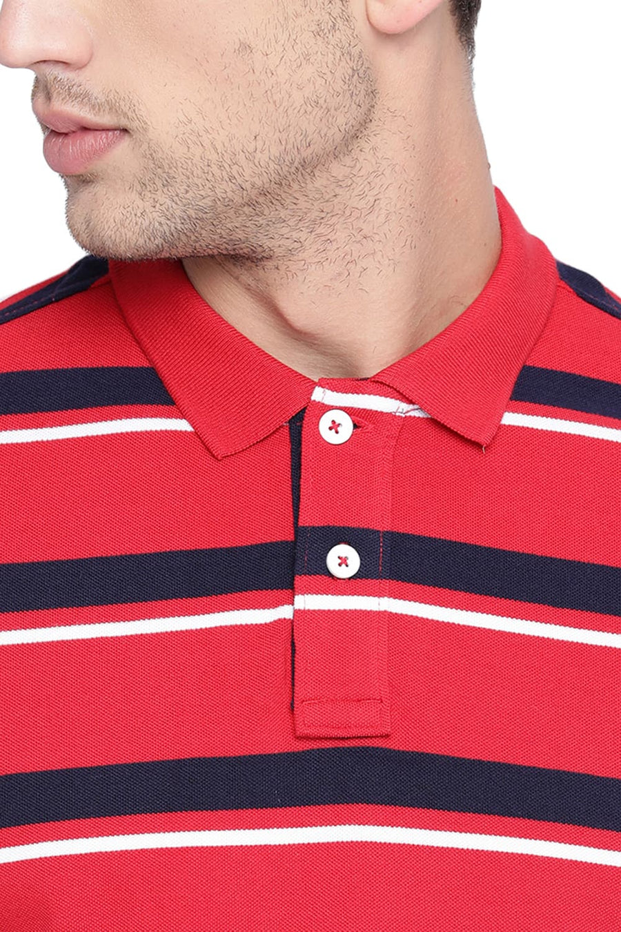 BASICS MUSCLE FIT SALSA RED POLO T SHIRT