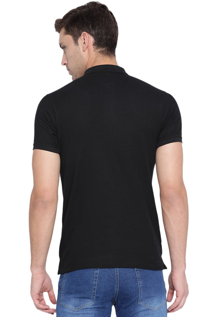 BASICS MUSCLE FIT JET BLACK POLO T SHIRT