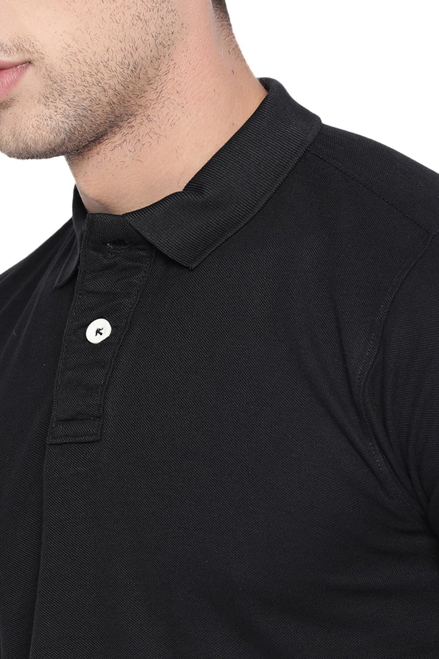 BASICS MUSCLE FIT JET BLACK POLO T SHIRT
