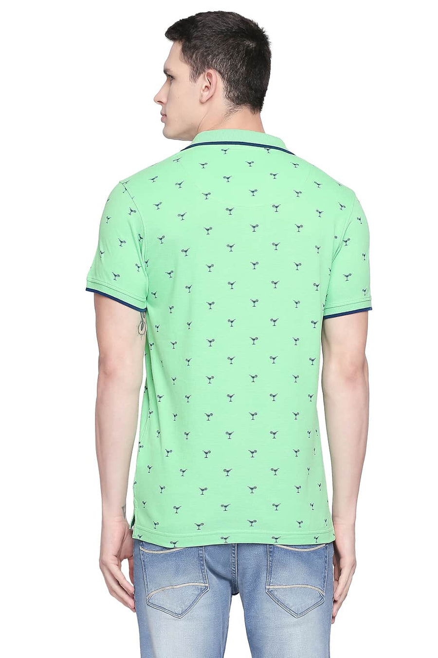 BASICS MUSCLE FIT SPRING BOUQUET PRINTED POLO T SHIRT