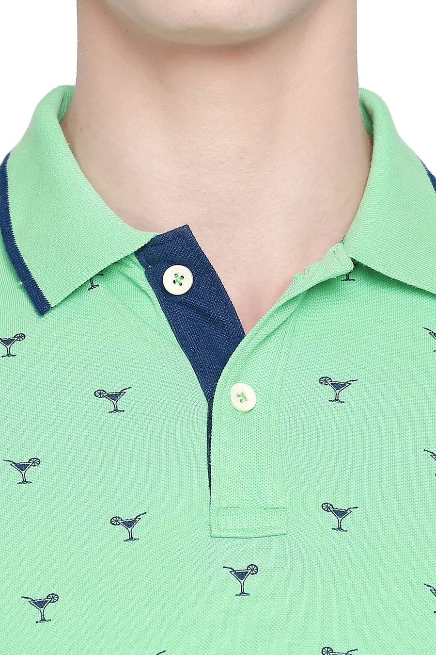 BASICS MUSCLE FIT SPRING BOUQUET PRINTED POLO T SHIRT