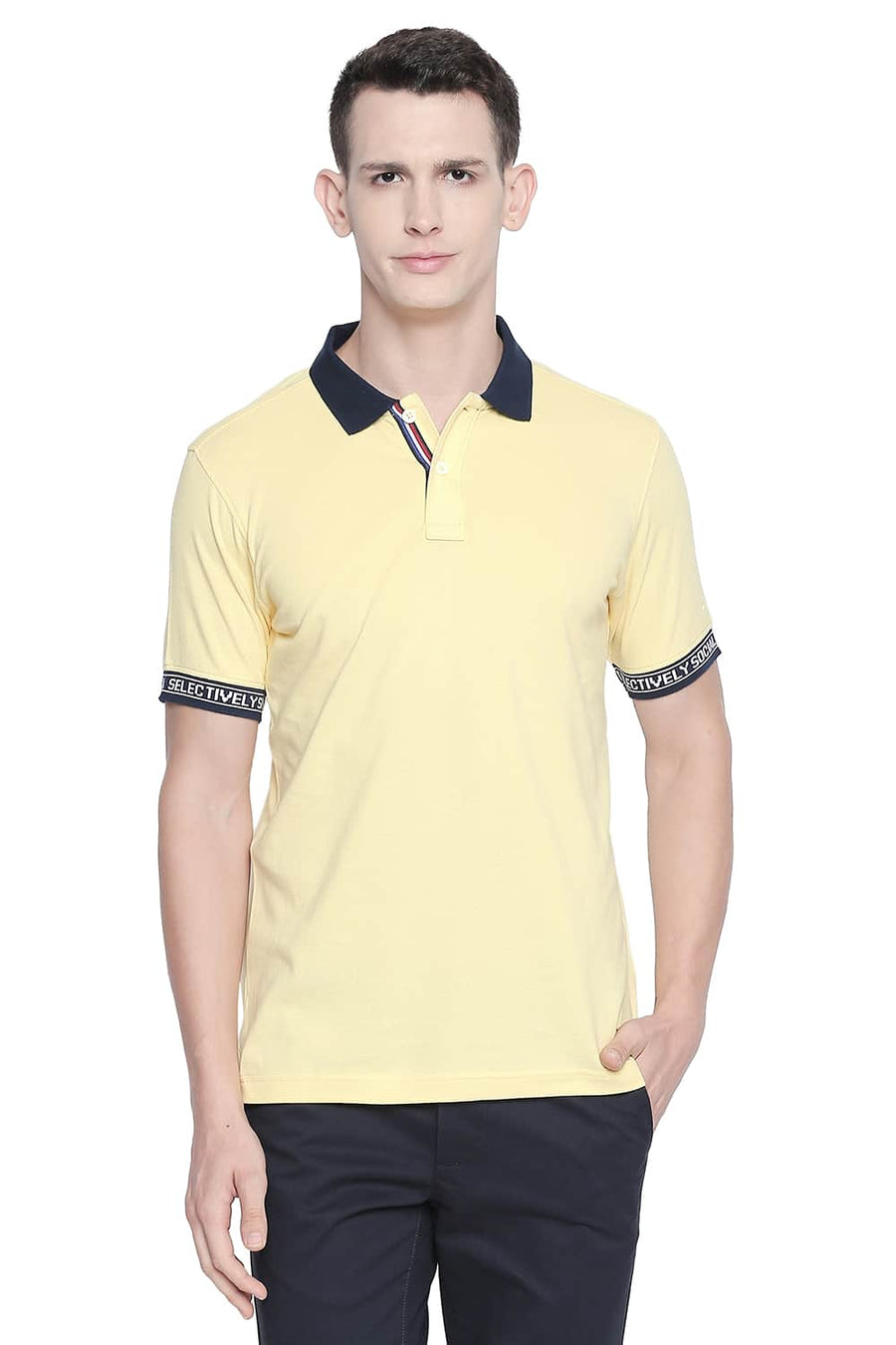 BASICS MUSCLE FIT POPCORN POLO T SHIRT