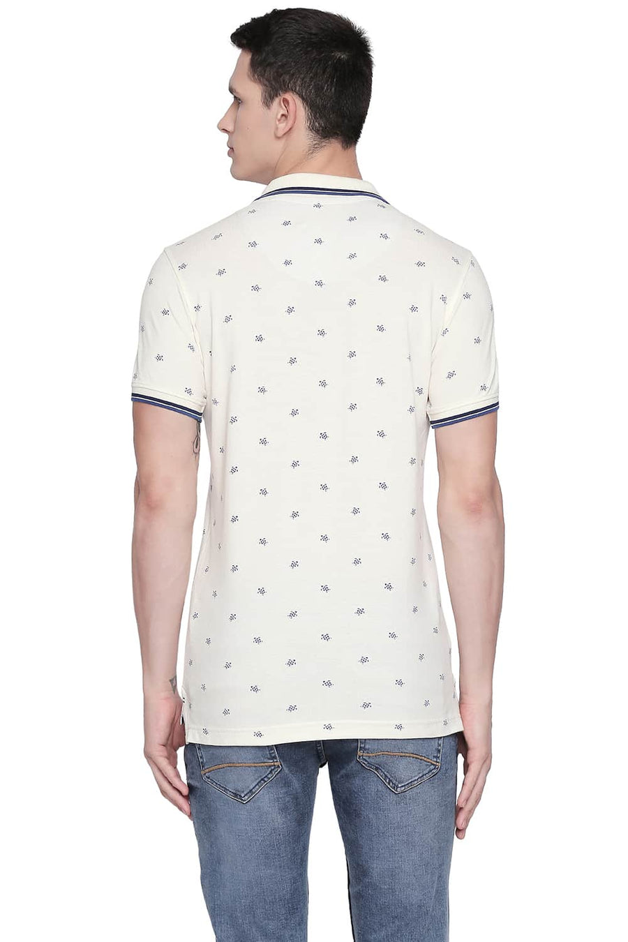 BASICS MUSCLE FIT CANNOLI CREAM POLO T SHIRT