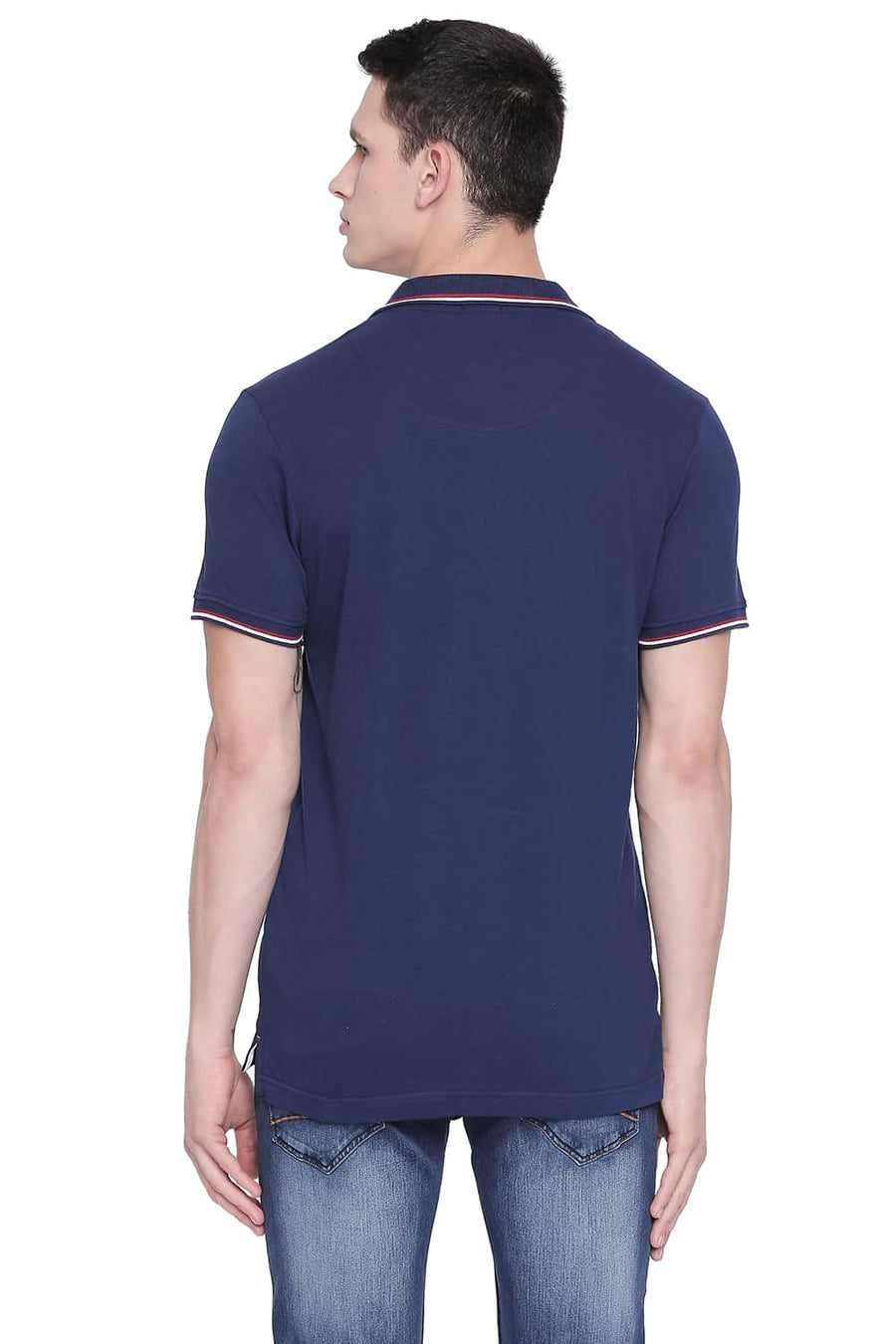 BASICS MUSCLE FIT ESTATE BLUE POLO T SHIRT