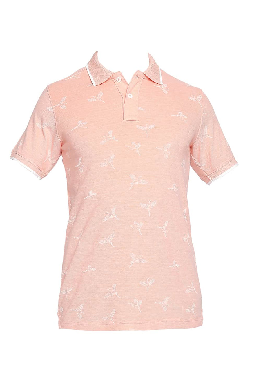 BASICS MUSCLE FIT AUTUMN SUNSET PRINTED POLO T SHIRT