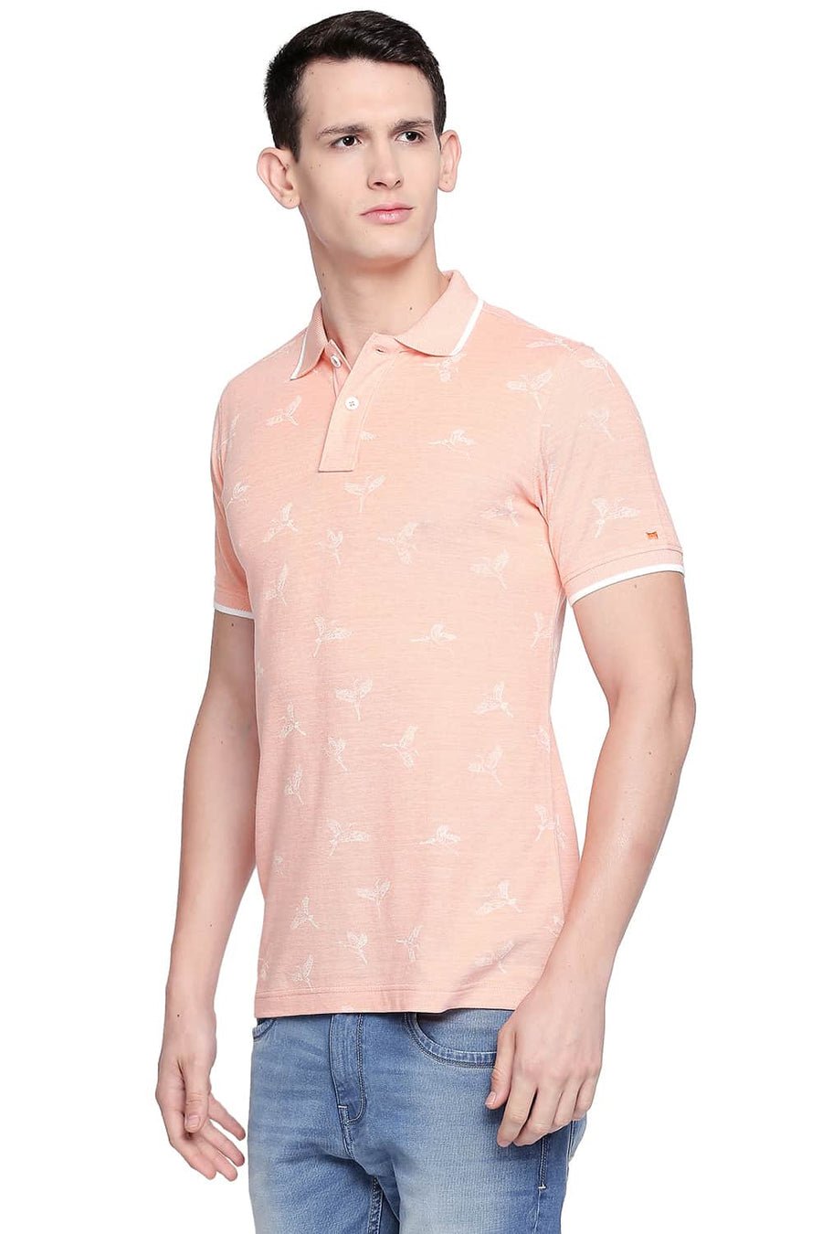 BASICS MUSCLE FIT AUTUMN SUNSET PRINTED POLO T SHIRT