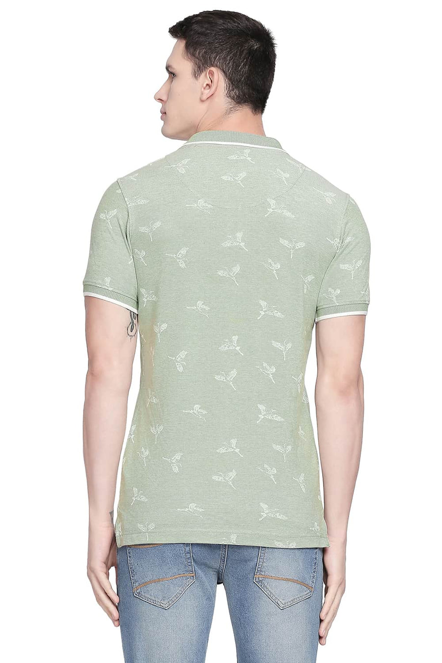 BASICS MUSCLE FIT GRASSHOPPER PRINTED POLO T SHIRT