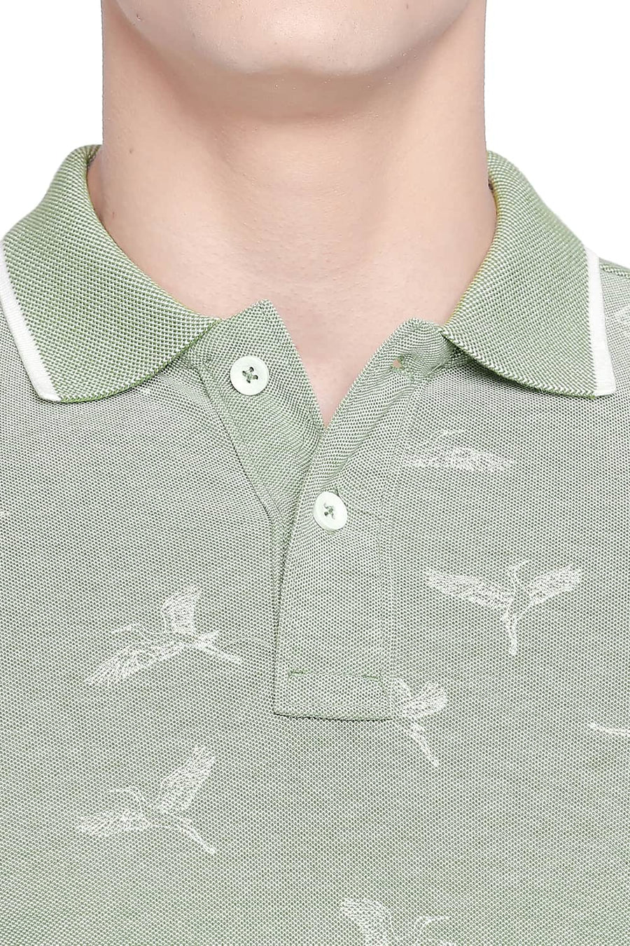 BASICS MUSCLE FIT GRASSHOPPER PRINTED POLO T SHIRT