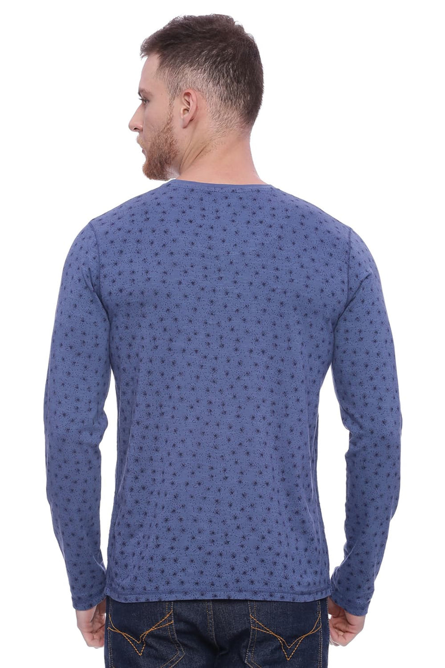 BASICS MUSCLE FIT VINTAGE BLUE CREW NECK T SHIRT