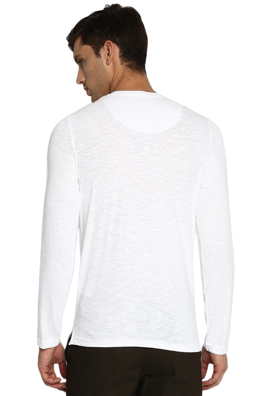 BASICS MUSCLE FIT BRIGHT WHITE HENLEY T SHIRT