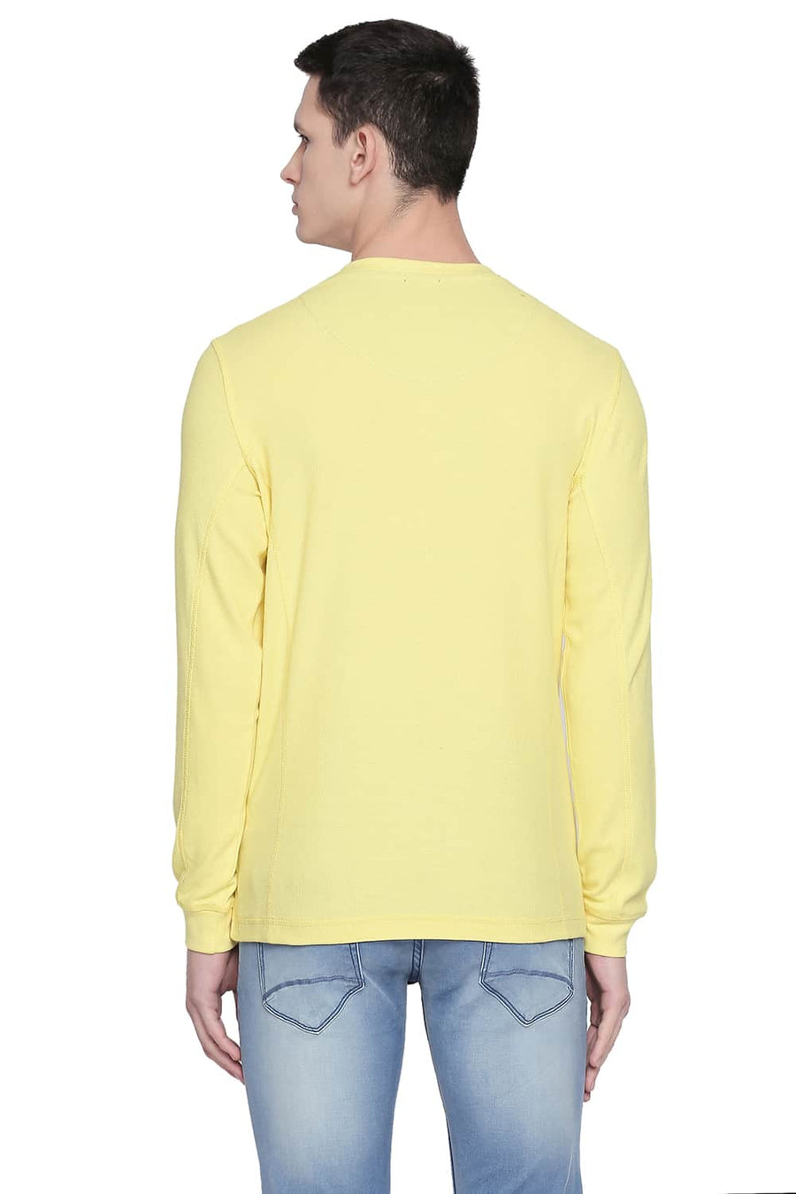 BASICS MUSCLE FIT LEMON DROP HENLEY T SHIRT