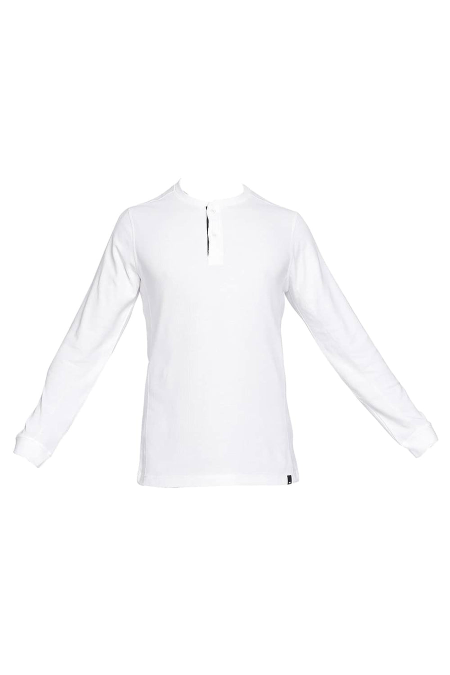 BASICS MUSCLE FIT BRIGHT WHITE HENLEY T SHIRT