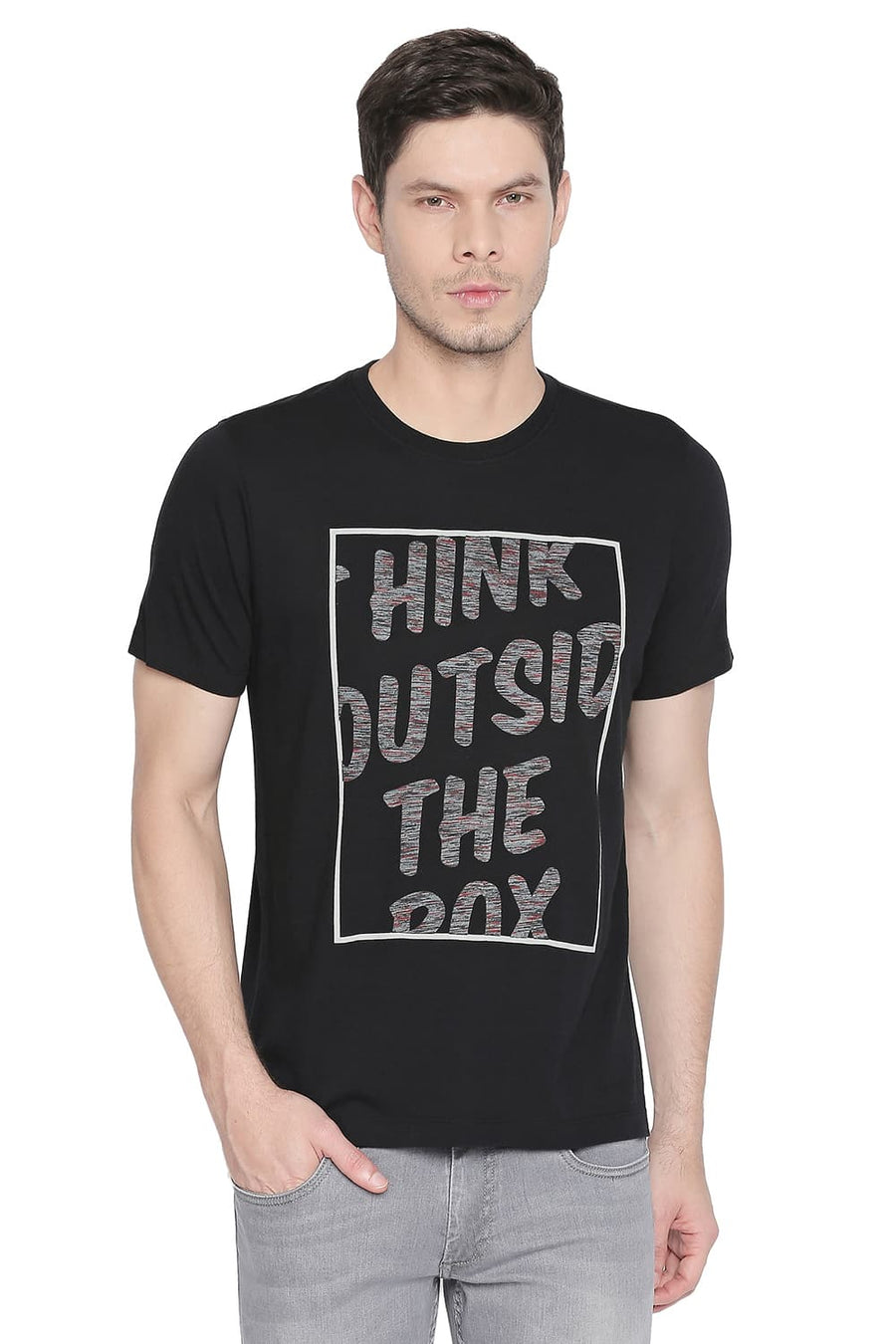 BASICS MUSCLE FIT JET BLACK CREW NECK T SHIRT