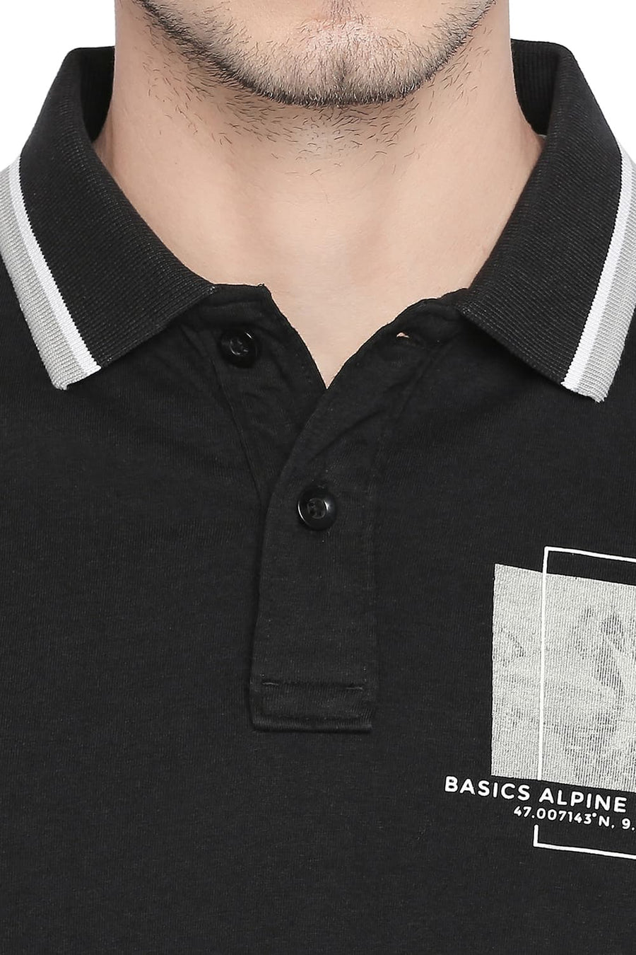 BASICS MUSCLE FIT BLACK ONYX POLO T SHIRT
