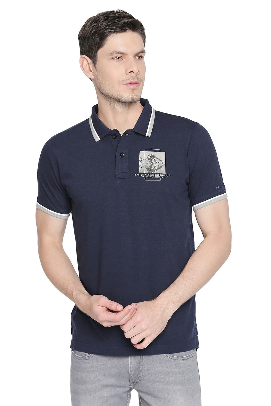 BASICS MUSCLE FIT GIBRALTAR SEA POLO T SHIRT