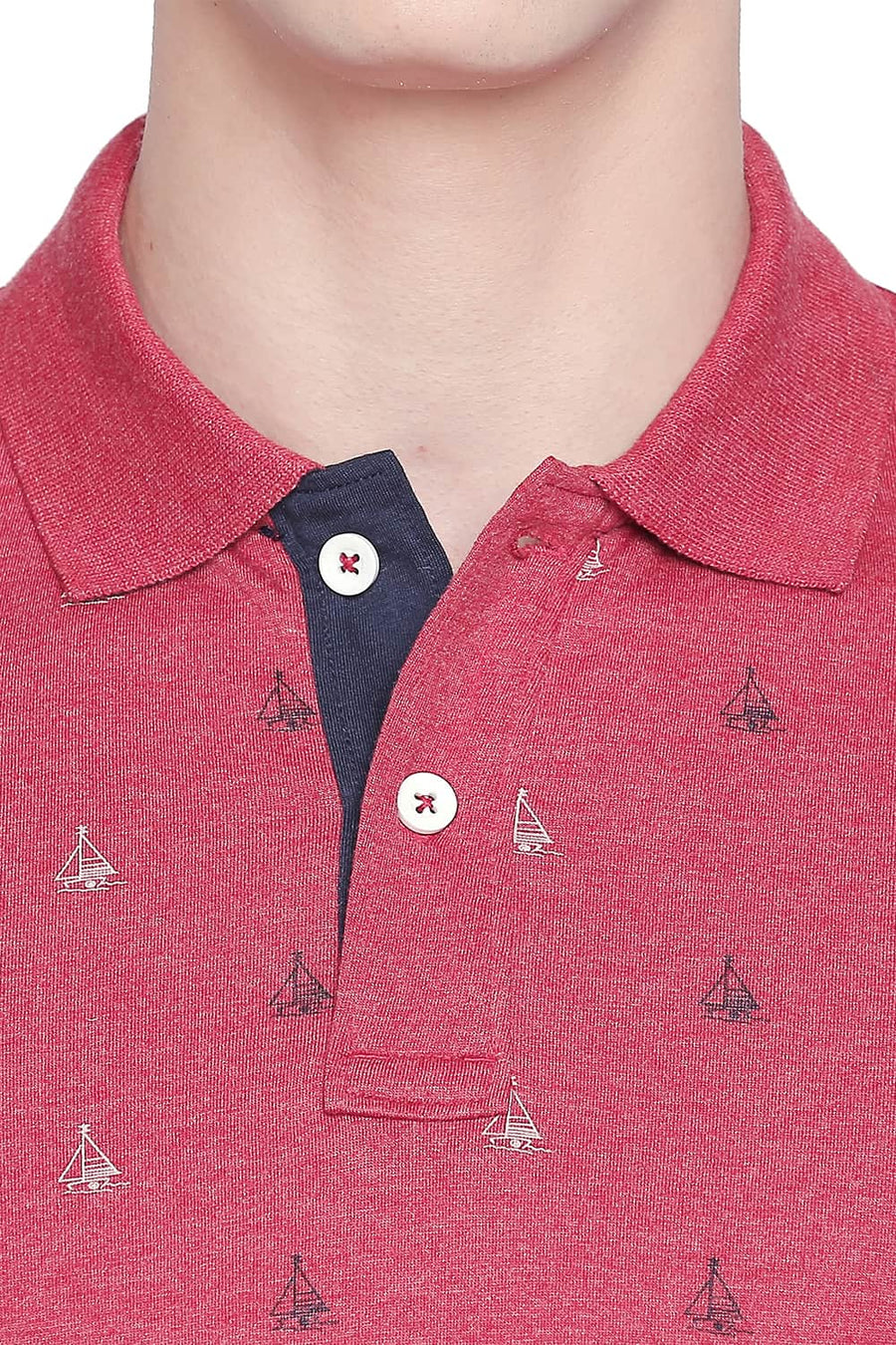 BASICS MUSCLE FIT SCOOTER HEATHER PRINTED POLO T SHIRT