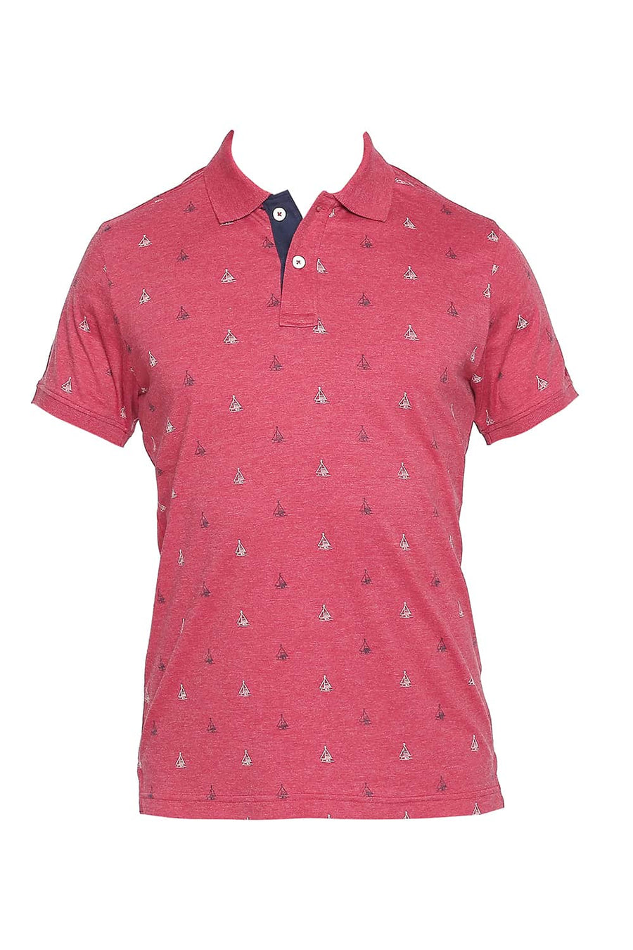BASICS MUSCLE FIT SCOOTER HEATHER PRINTED POLO T SHIRT