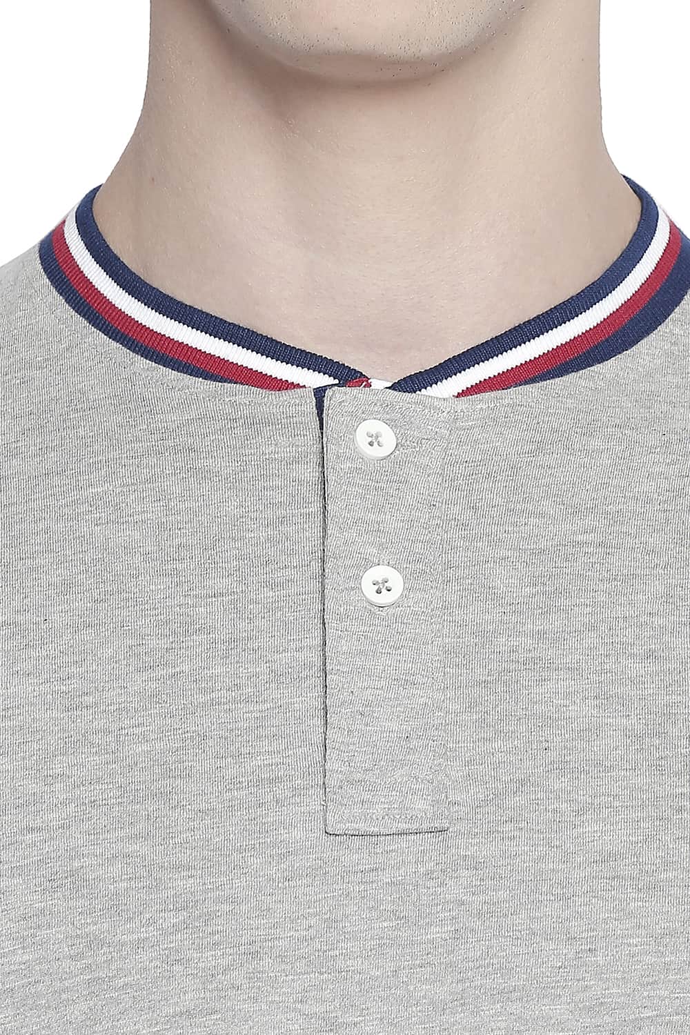 Basics Muscle Fit Heather Grey Henley T Shirt | Basics Life