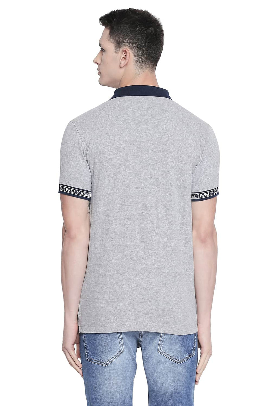 BASICS MUSCLE FIT HEATHER GREY POLO T SHIRT