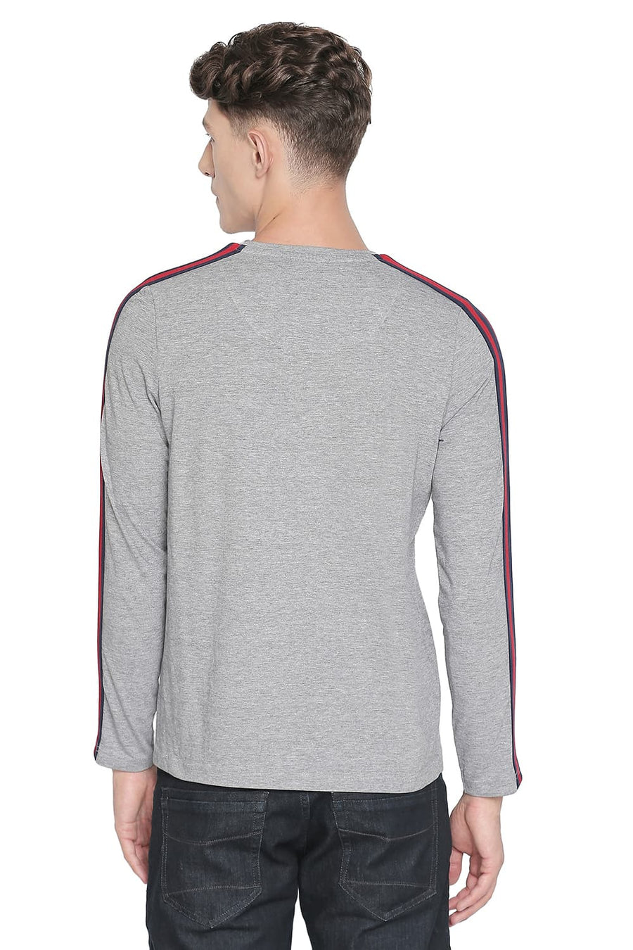 BASICS MUSCLE FIT HEATHER GREY LONG SLEEVE T SHIRT