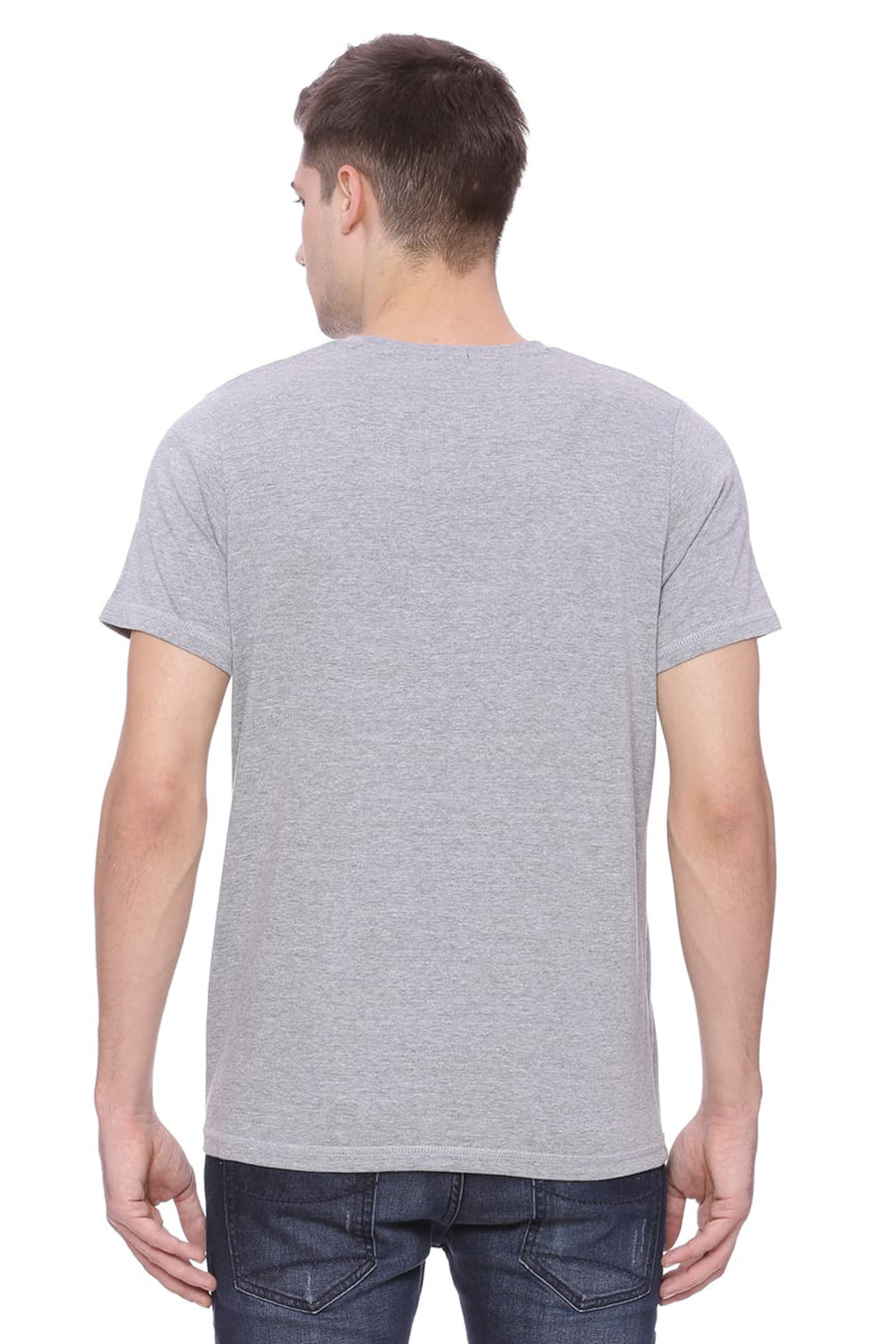 BASICS MUSCLE FIT HEATHER GRAY CREW NECK T SHIRT