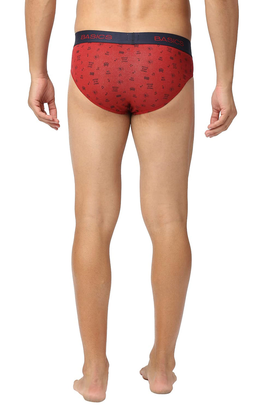 BASICS RED PRINTED STRETCHABLE FASHION BRIEF