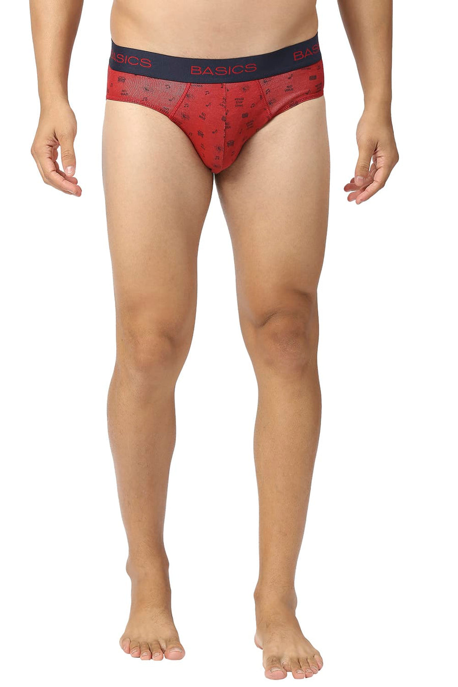BASICS RED PRINTED STRETCHABLE FASHION BRIEF