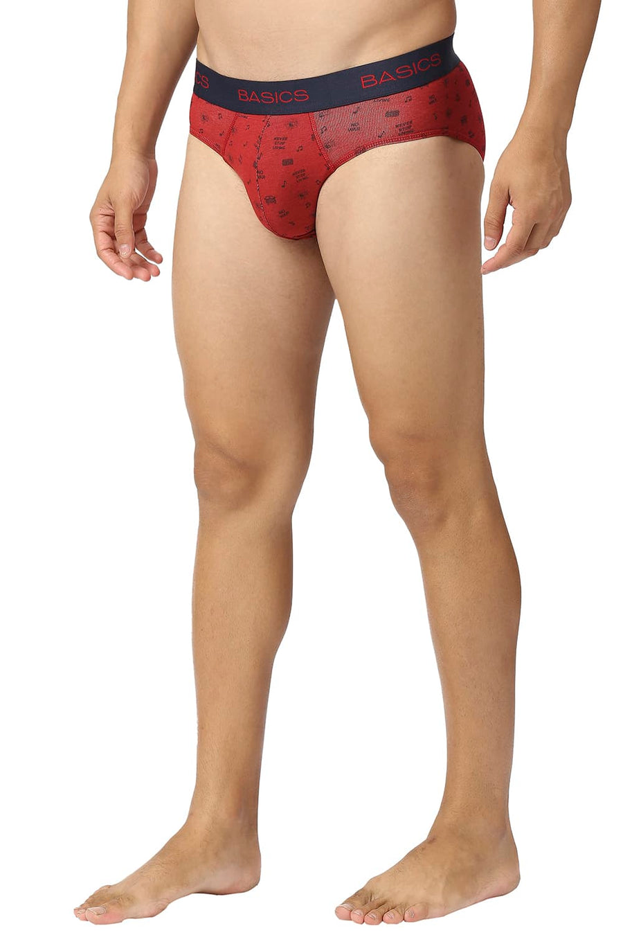 BASICS RED PRINTED STRETCHABLE FASHION BRIEF